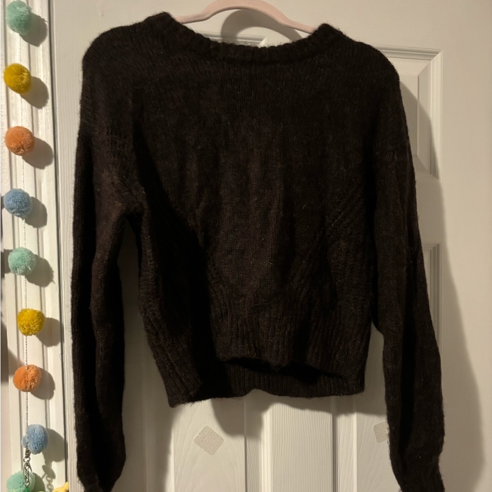 Chocolate Brown Madewell Wool Bubble Sleeve Sweater
